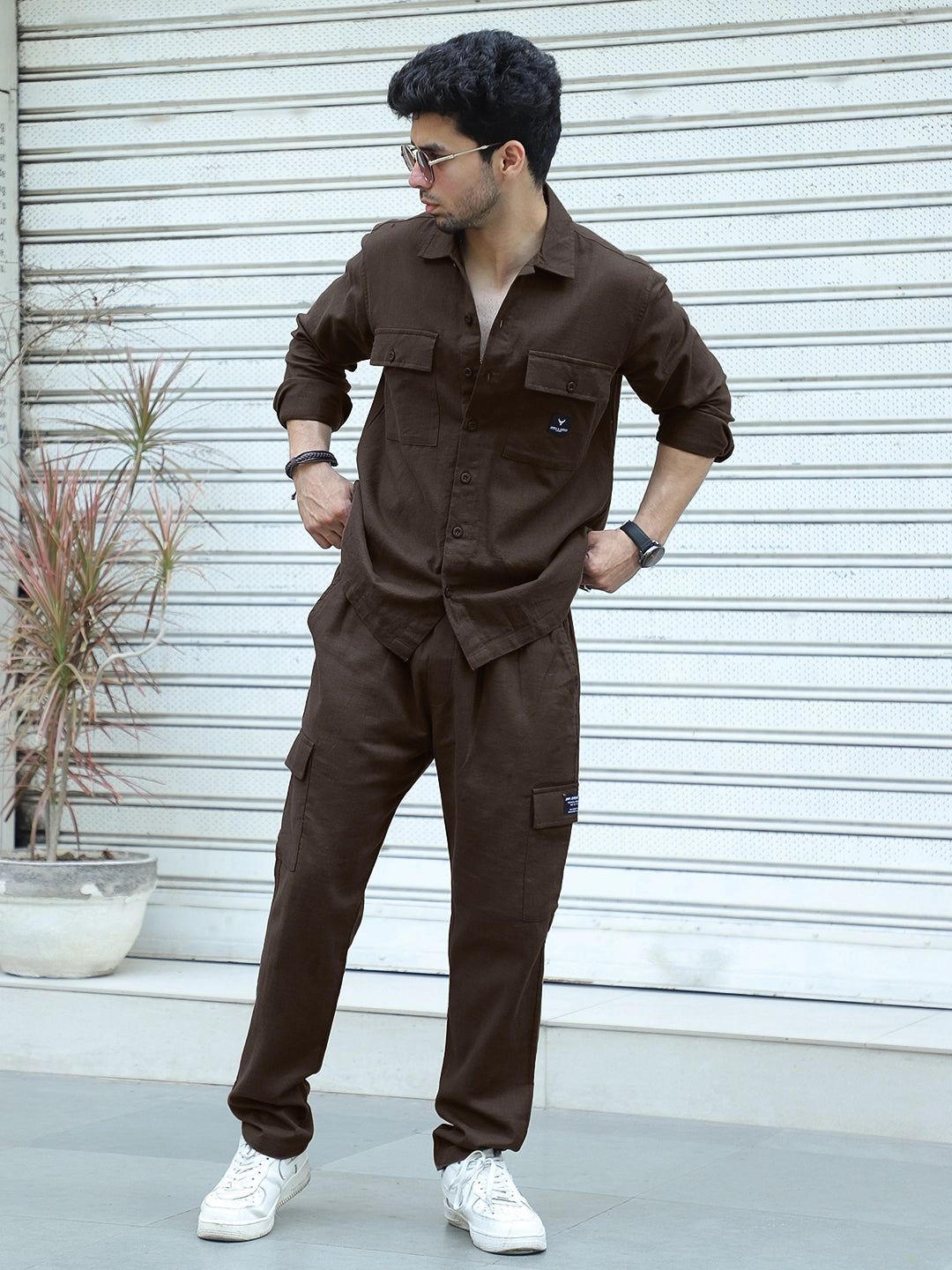 Linen Atlanta brown  Cargo Co-Ord Set