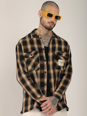 Fleet Street Fit Brown Drill Check Shirt