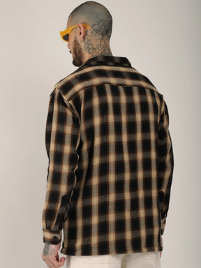 Fleet Street Fit Brown Drill Check Shirt