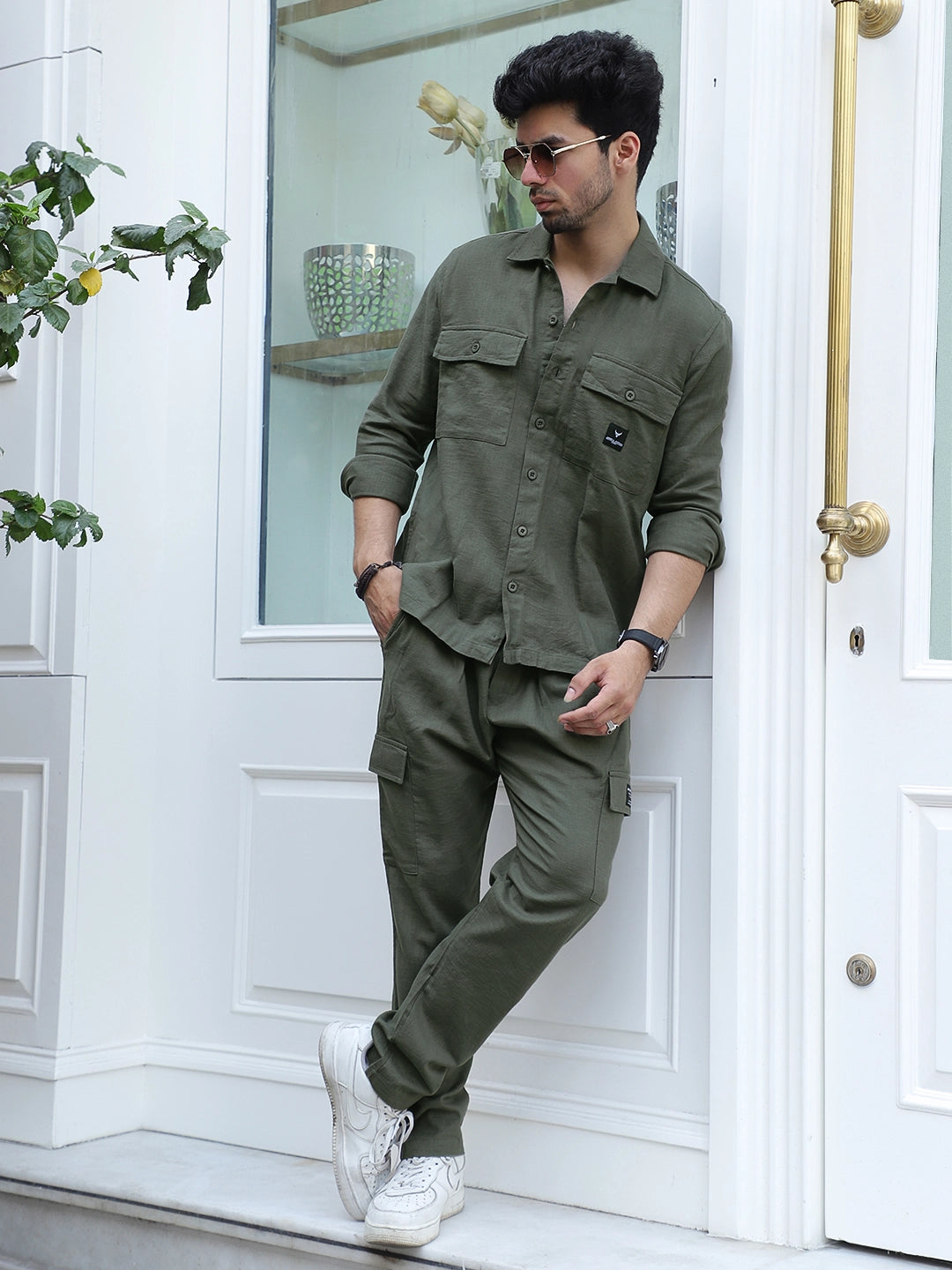 Linen Atlanta Pine Green Cargo Co-Ord Set