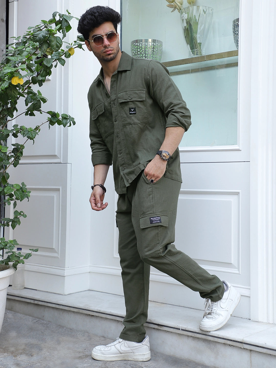 Linen Atlanta Pine Green Cargo Co-Ord Set
