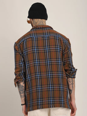 Rough Sculpt Brown Drill Check Shirt