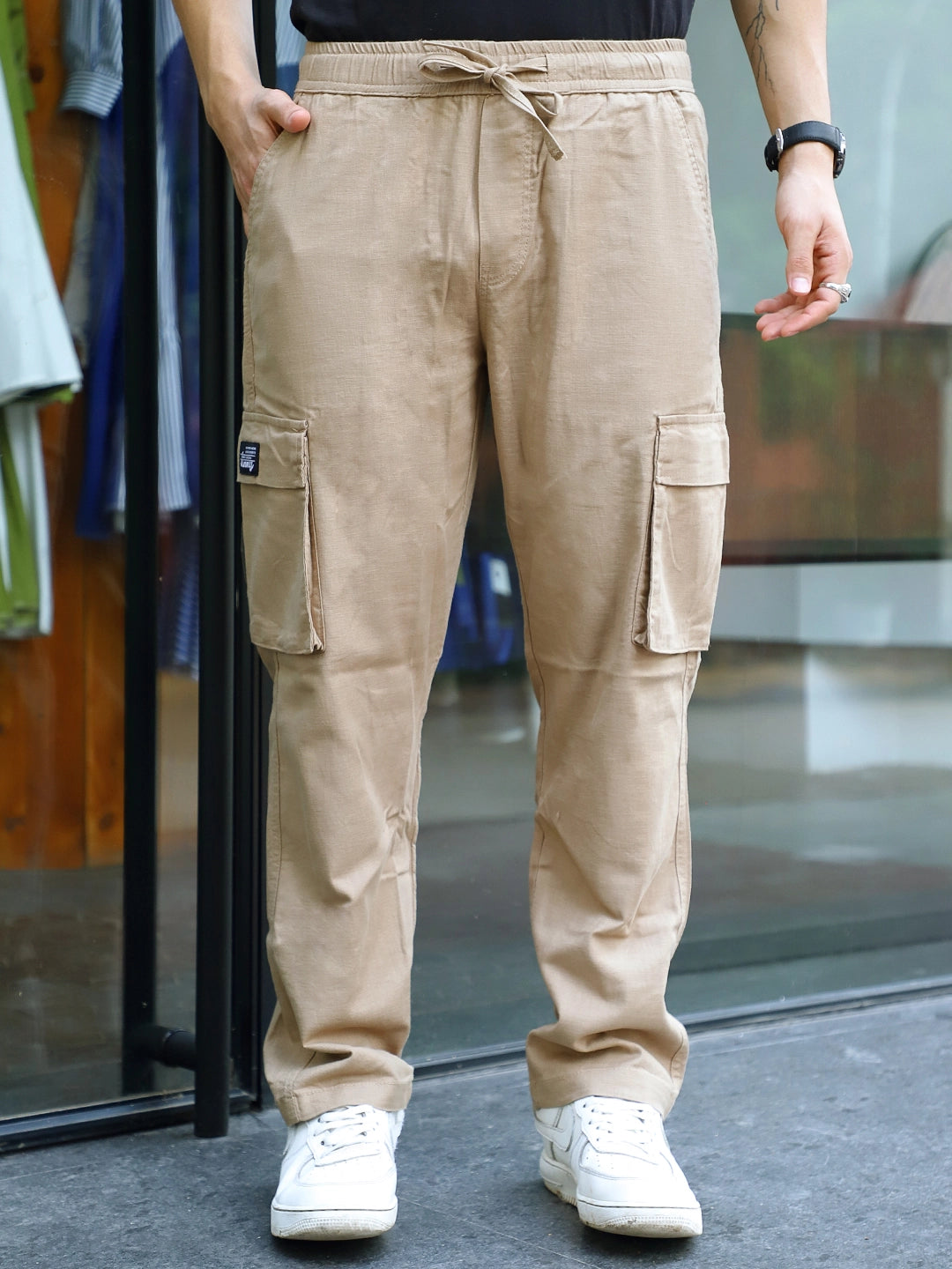 Desert Khaki Linen Cargo