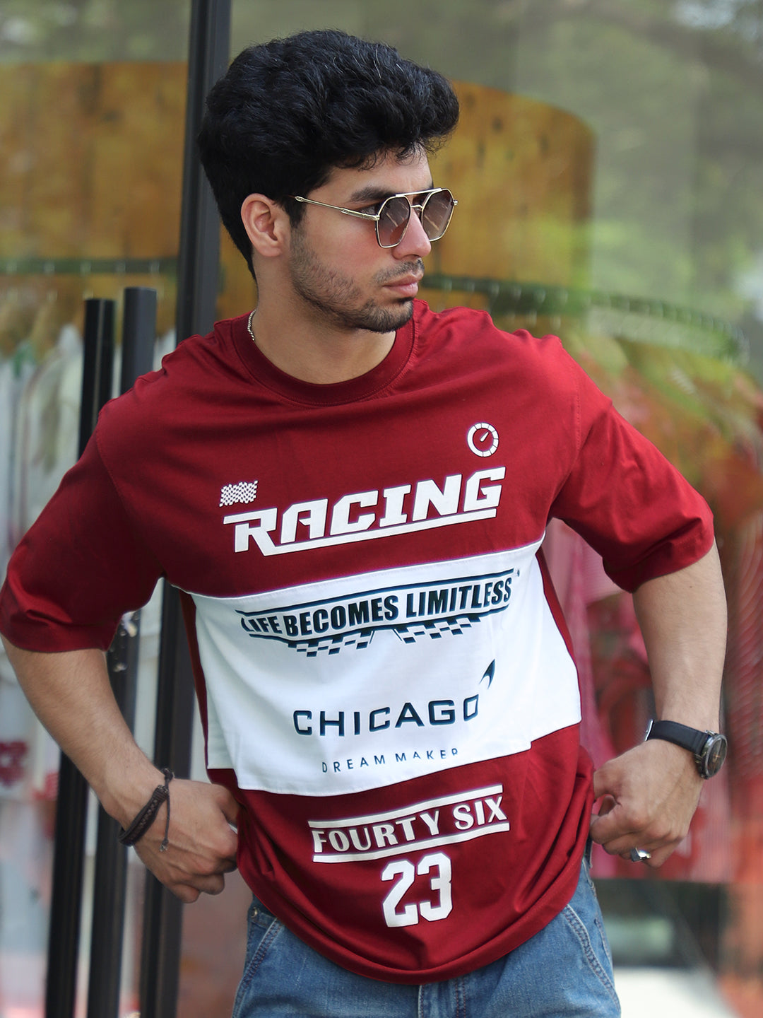 Adrenaline Rush Red Oversized T-Shirt