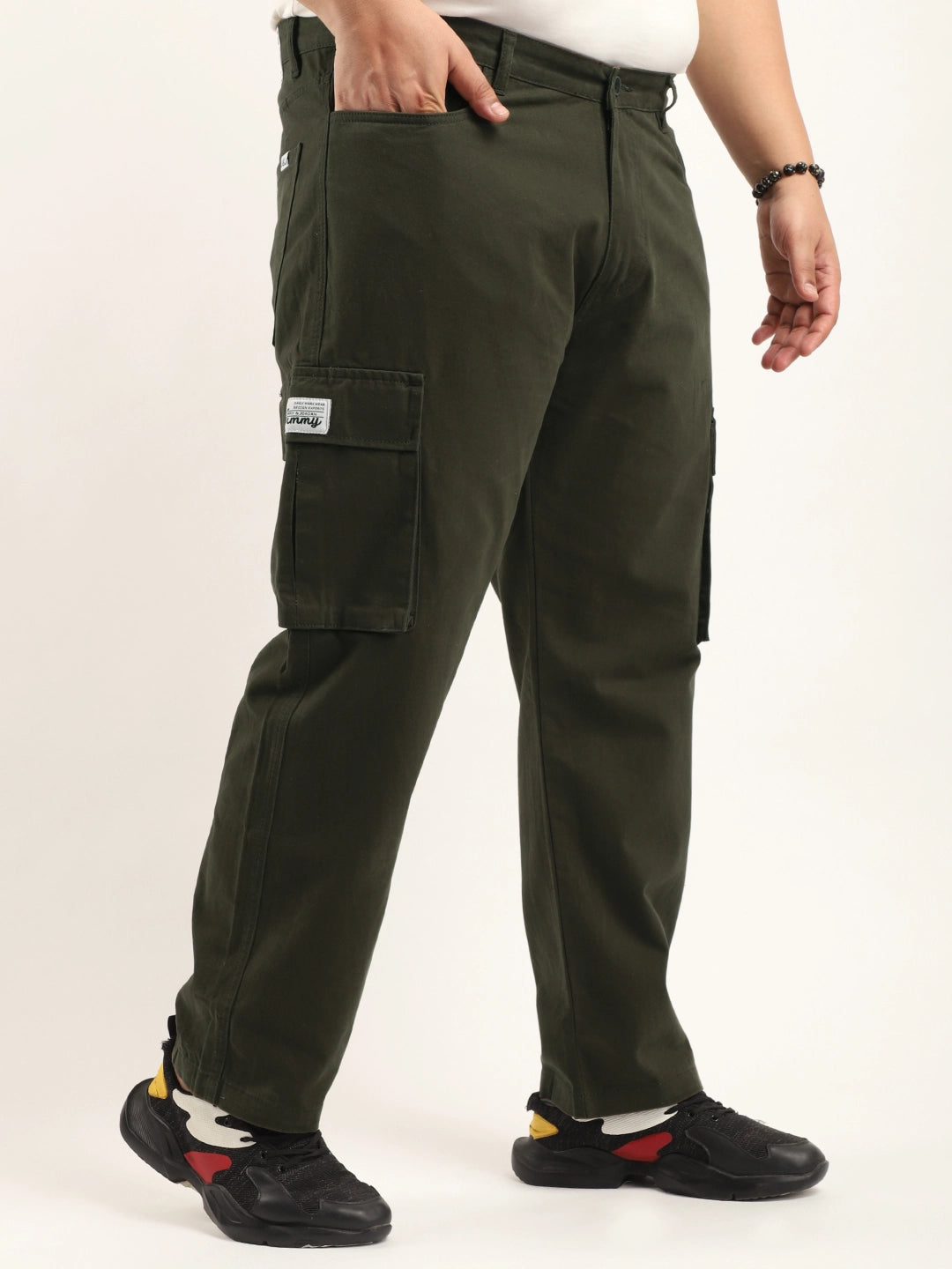 Drippy Dark Olive Cotton Twill Plus Size Cargo