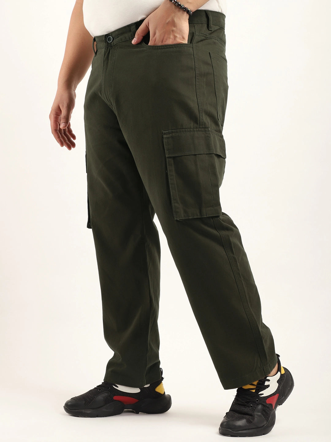 Drippy Dark Olive Cotton Twill Plus Size Cargo