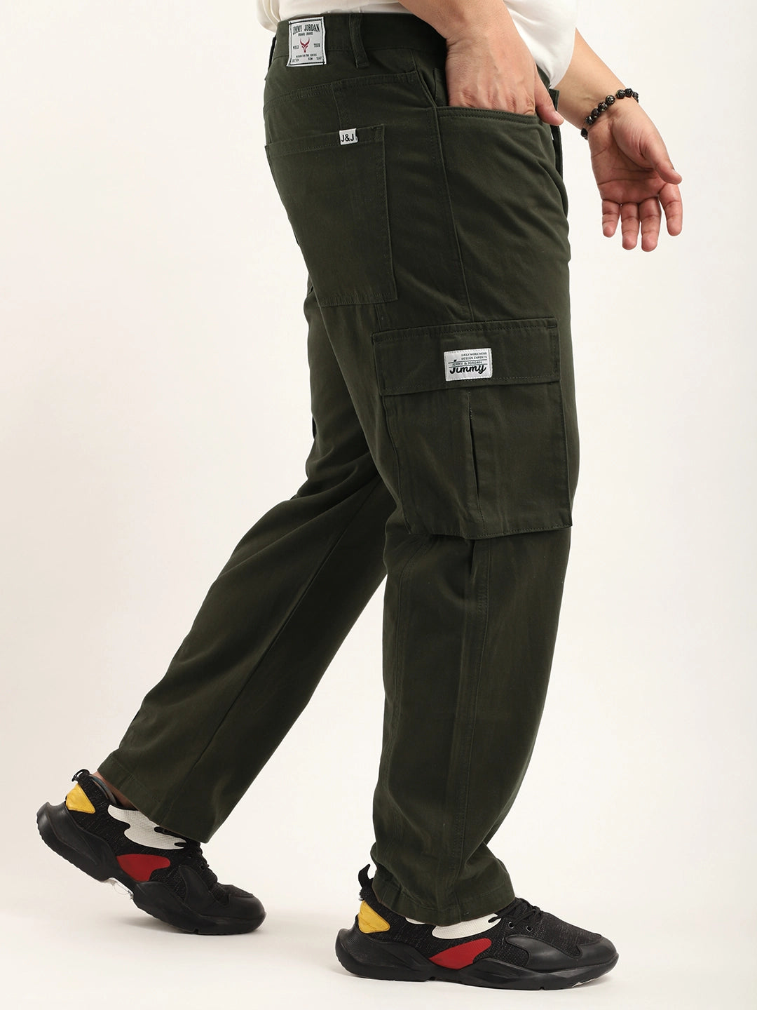 Drippy Dark Olive Cotton Twill Plus Size Cargo