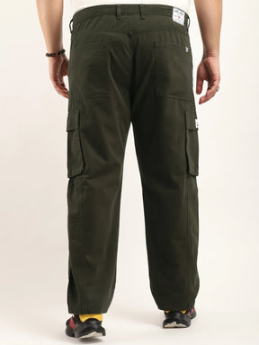 Drippy Dark Olive Cotton Twill Plus Size Cargo