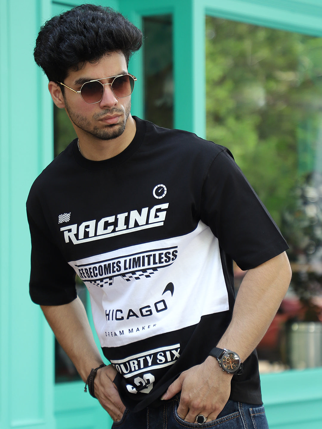Adrenaline Rush Black Oversized T-Shirt