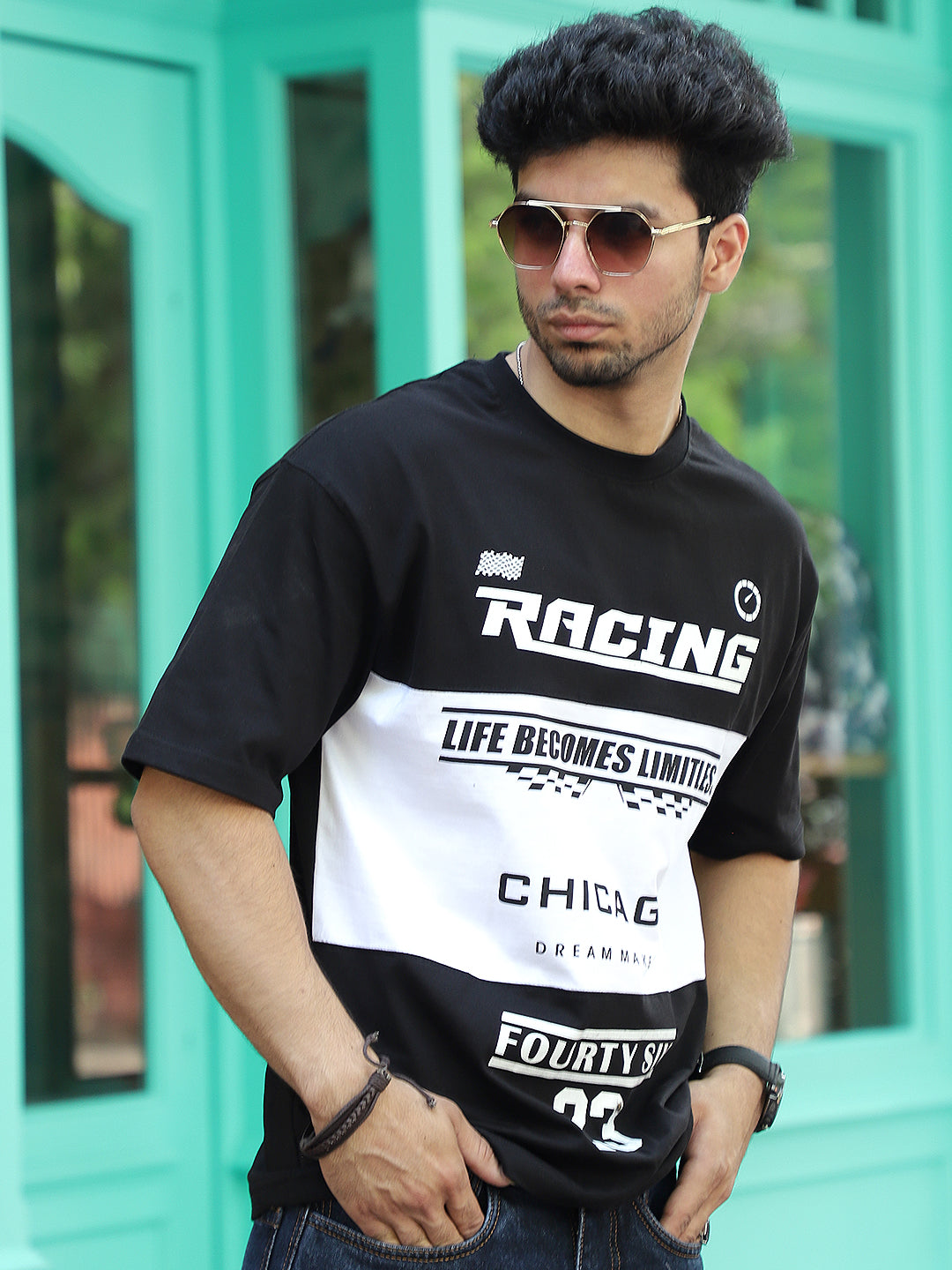 Adrenaline Rush Black Oversized T-Shirt