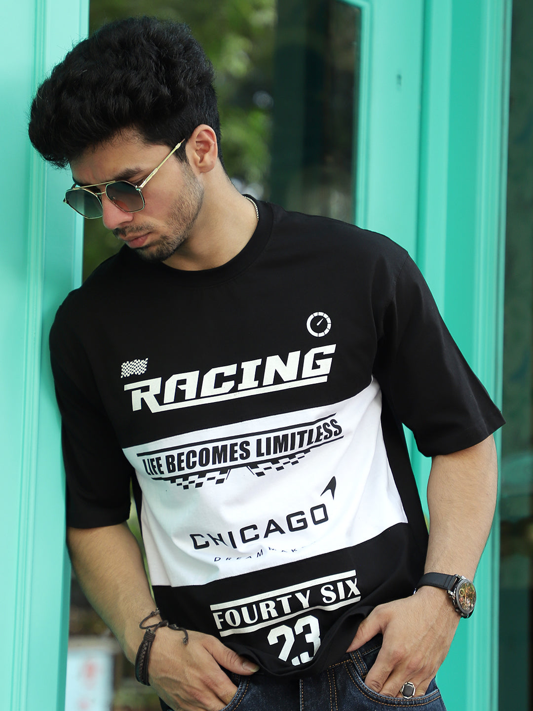 Adrenaline Rush Black Oversized T-Shirt