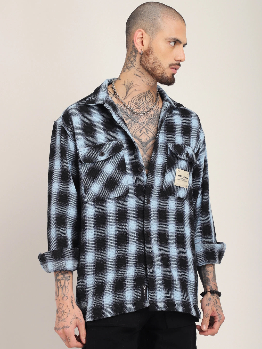 Fleet Street Fit Sky Drill Check Shirt