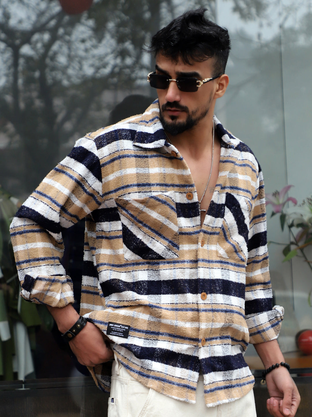 British Check Beige Winter Shacket