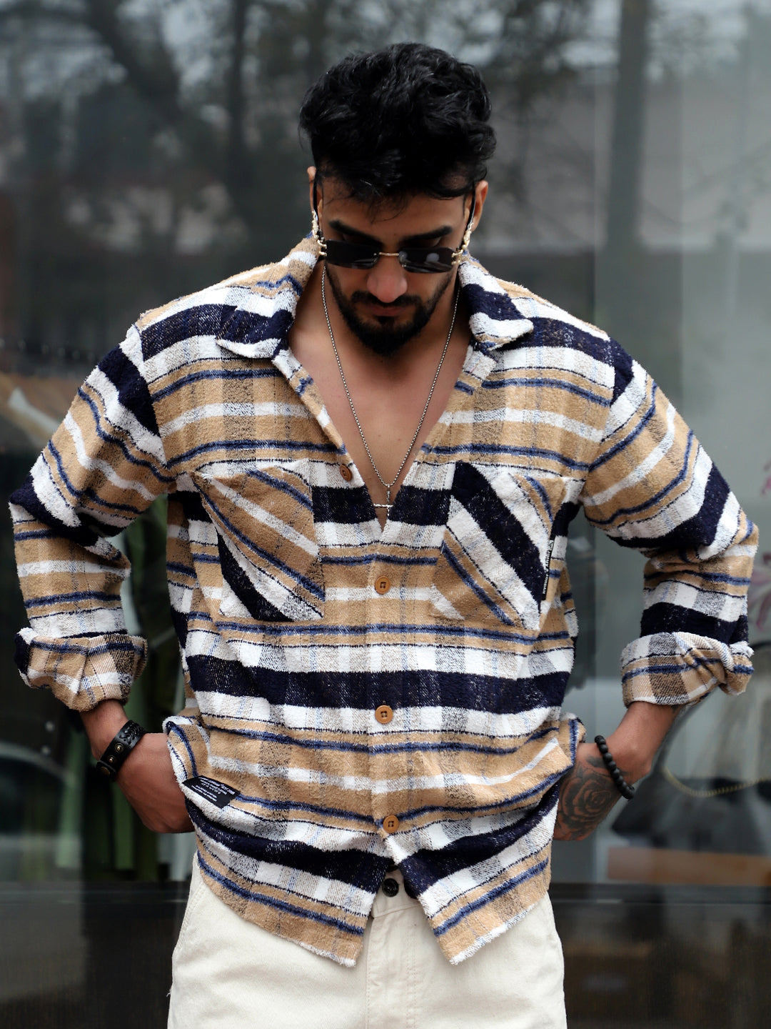 British Check Beige Winter Shacket