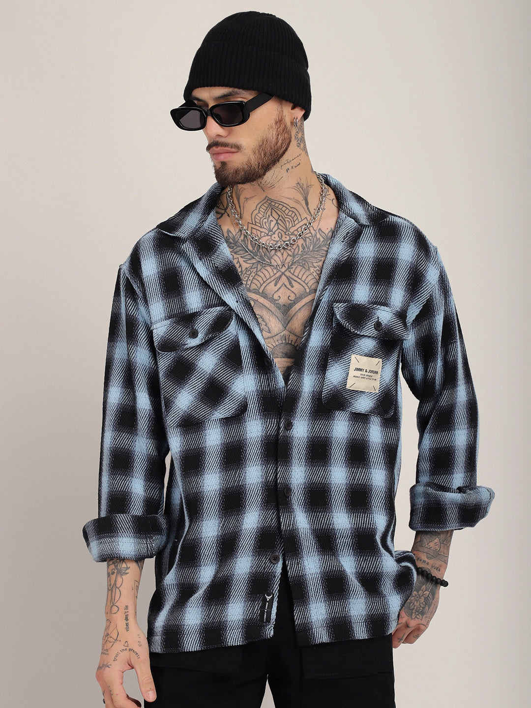 Fleet Street Fit Sky Drill Check Shirt