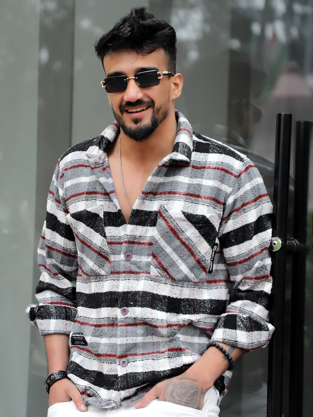 British Check Grey Winter Shacket