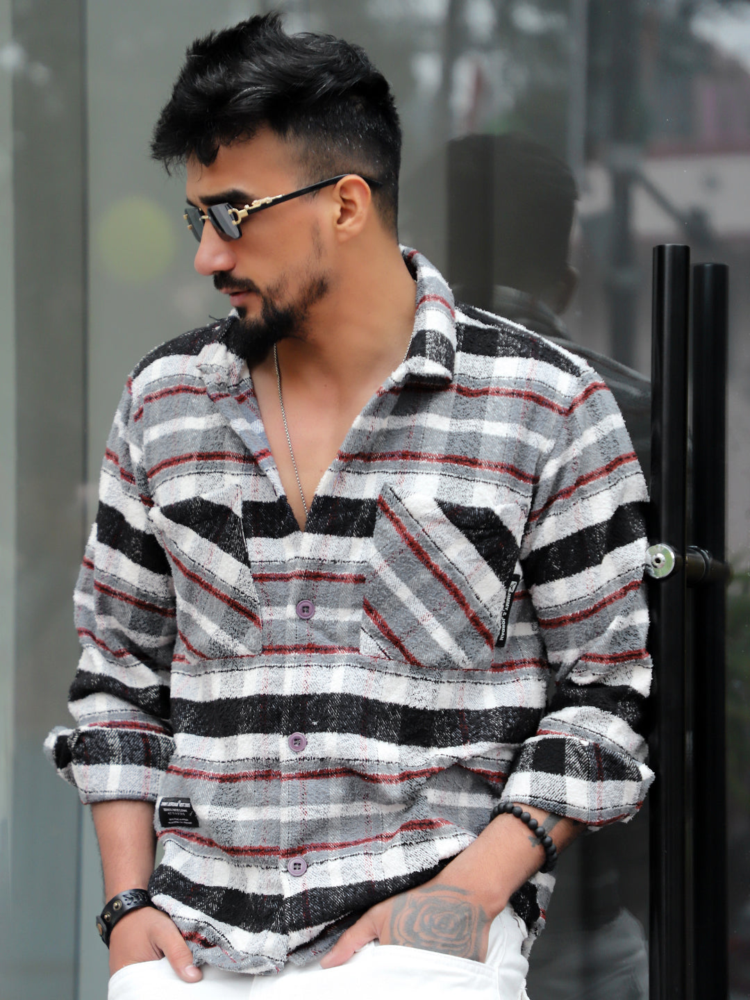 British Check Grey Winter Shacket