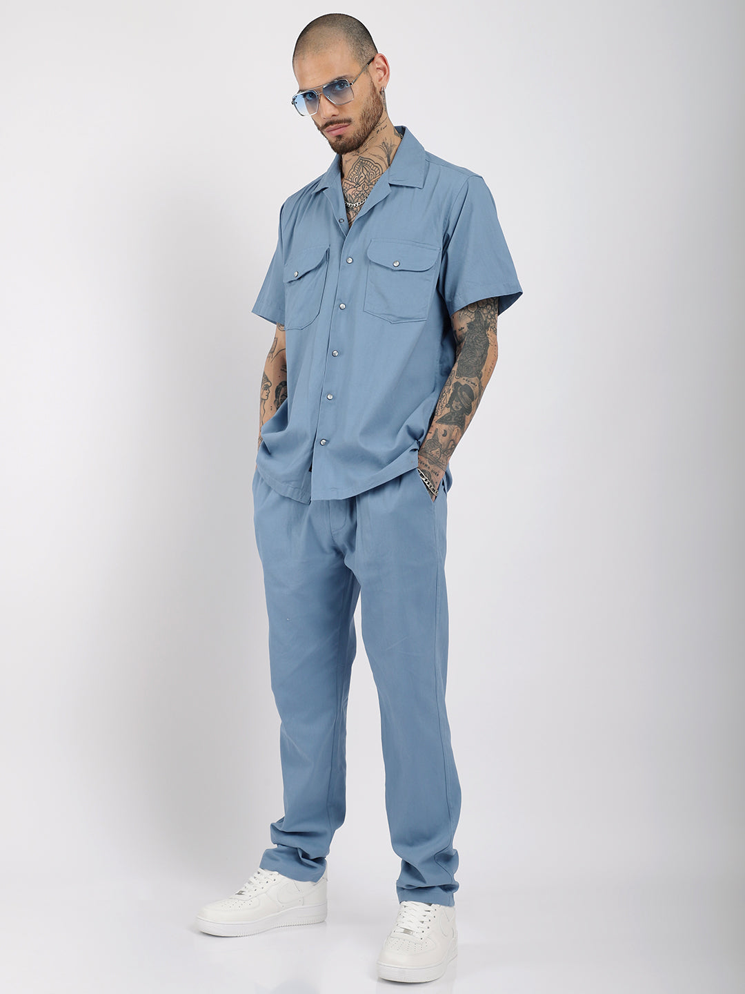 Braver Cotton Ocean Blue Co-Ord Set