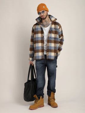 Harrison Pair Sky Pure Wool Check Shacket