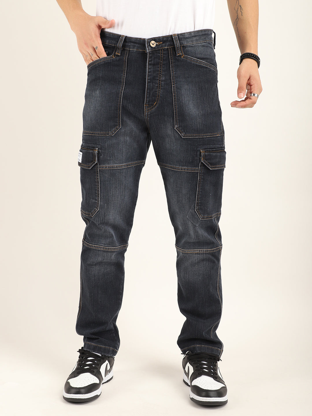 Arthur Dark Grey Denim Cargo