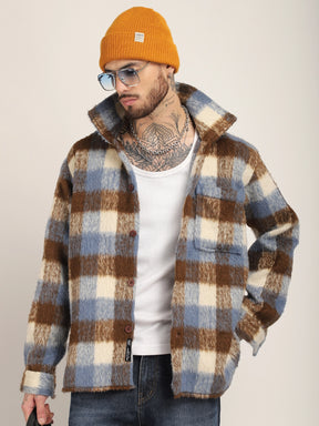 Harrison Pair Sky Pure Wool Check Shacket