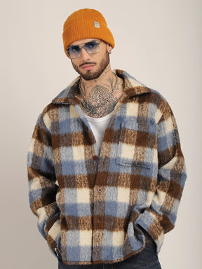 Harrison Pair Sky Pure Wool Check Shacket