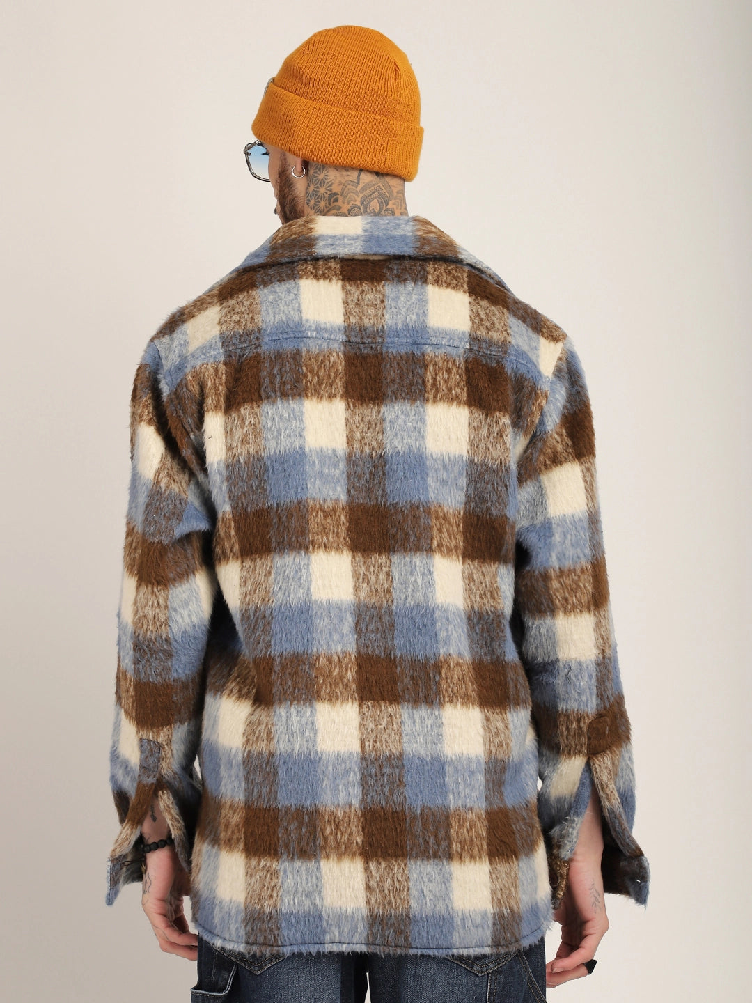 Harrison Pair Sky Pure Wool Check Shacket