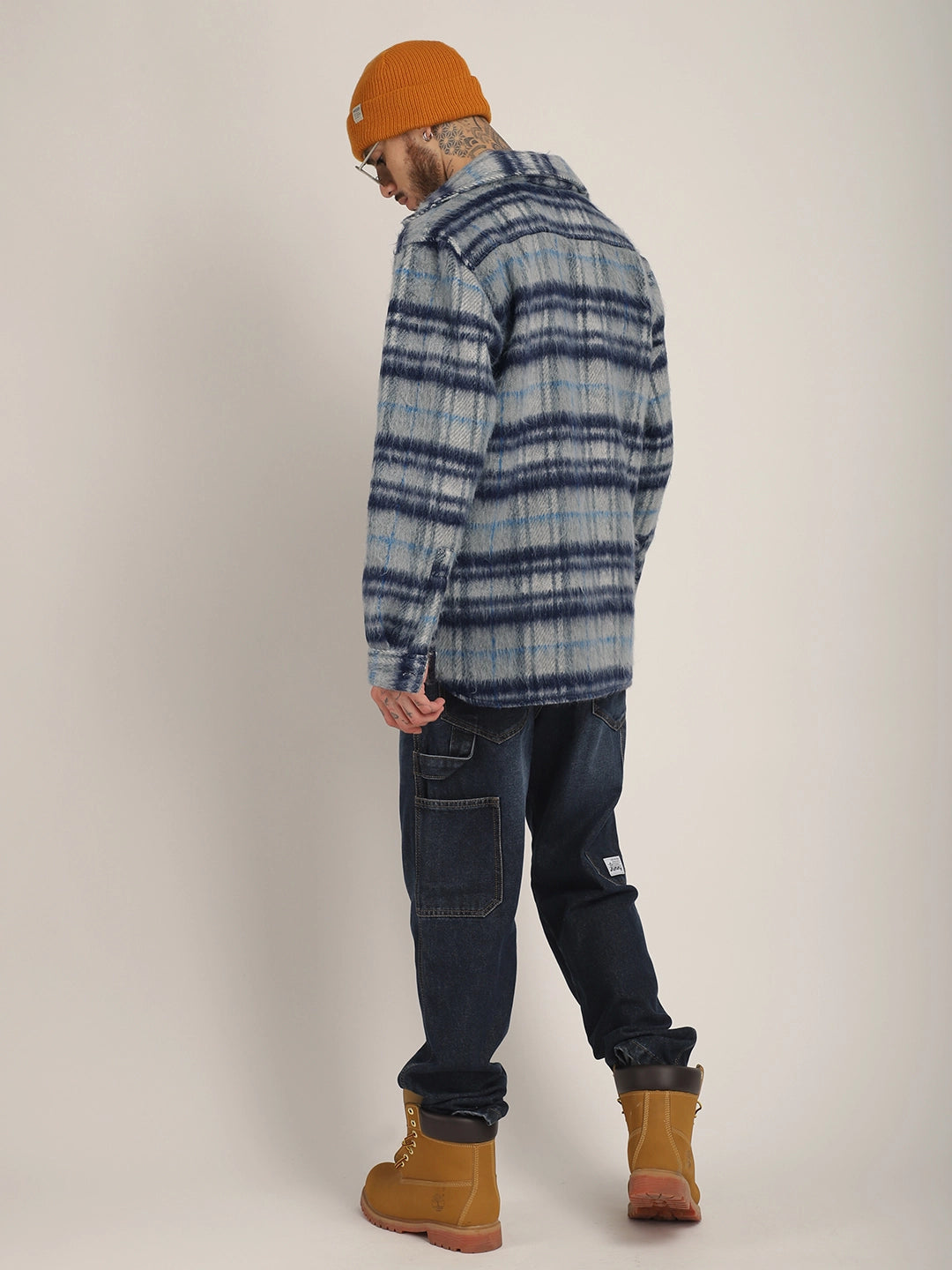 Wool Check Shacket Men