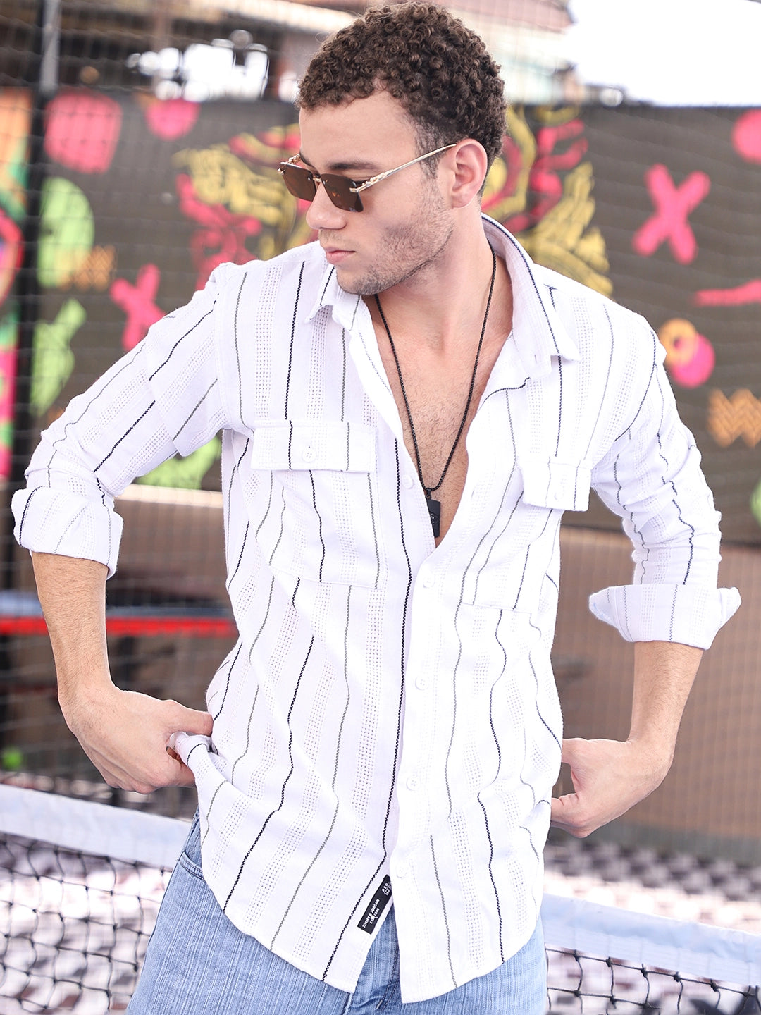 Montero White Stripe full sleeve Shirt