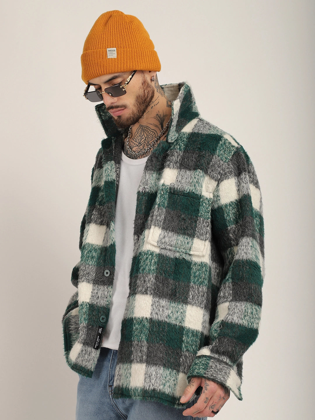 Harrison Pair Green Pure Wool Check Shacket