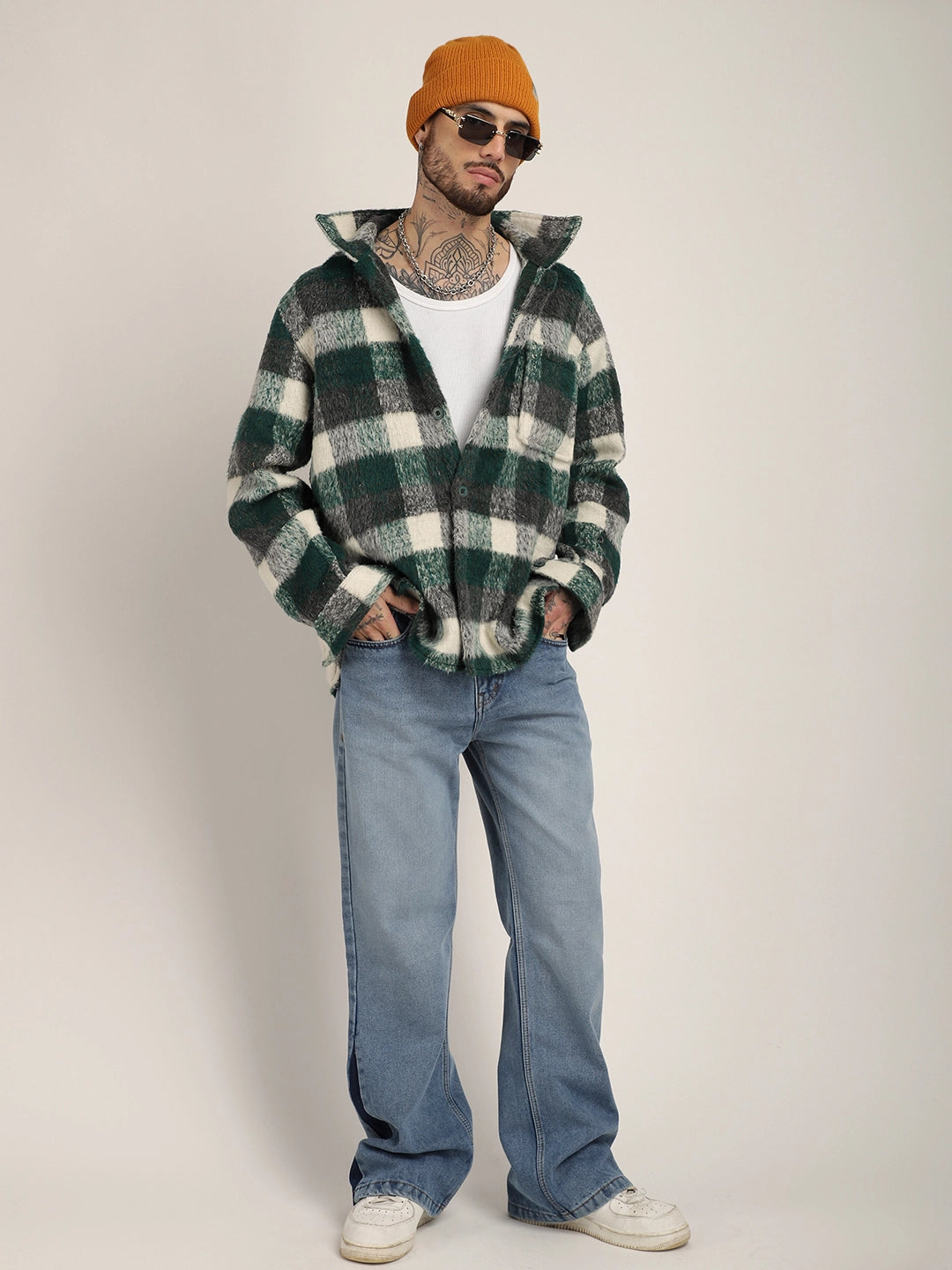 Harrison Pair Green Pure Wool Check Shacket