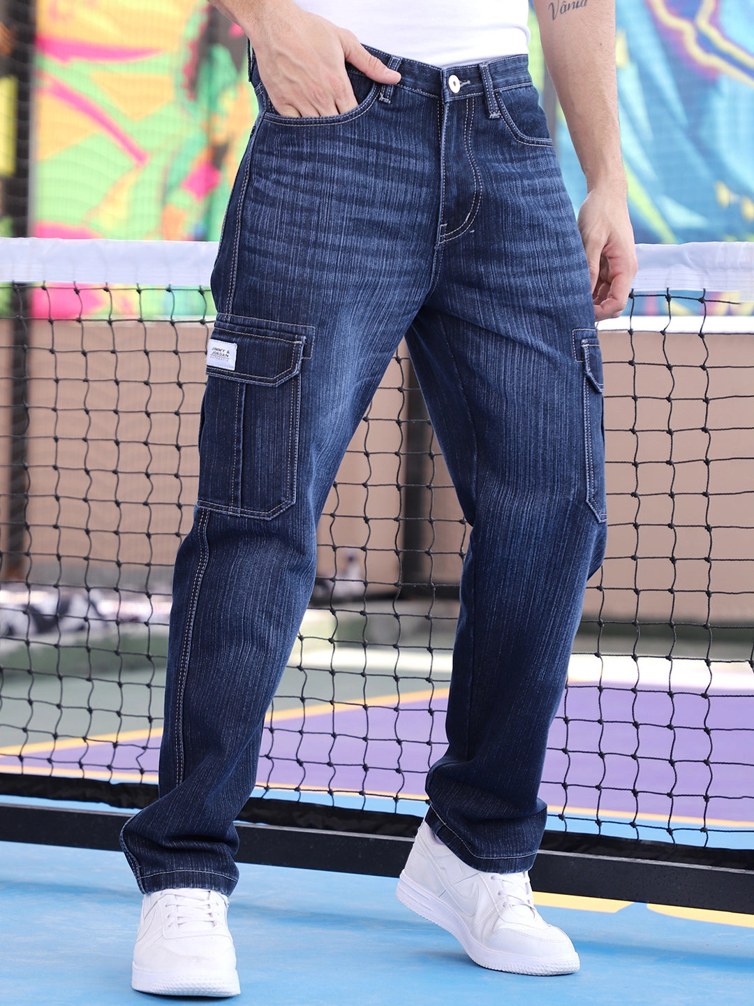 Caventor Noval Blue Baggy Fit Denim Cargo