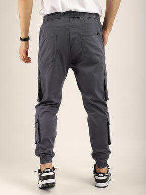 Ash Grey Cotton Twill Baggy Fit 8 Pocket Cotton Cargo