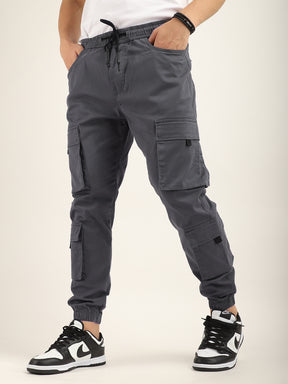 Ash Grey Cotton Twill Baggy Fit 8 Pocket Cotton Cargo