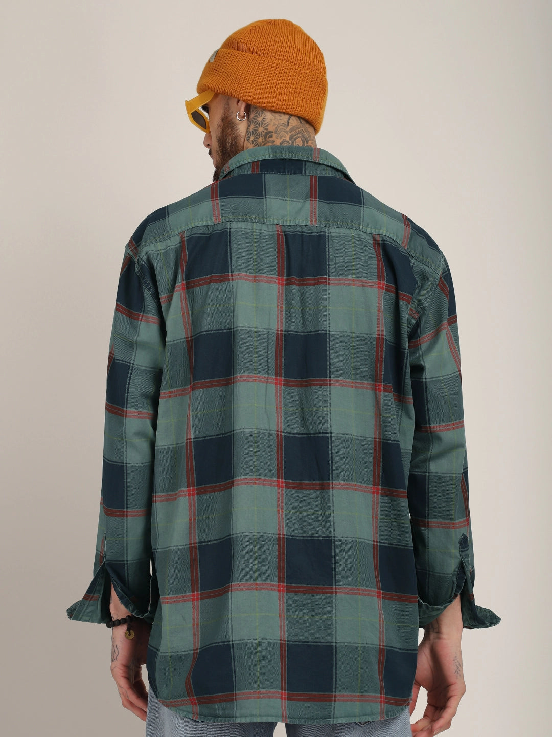 Regal Sets Teal Washed Check Full Sleeve Shirt