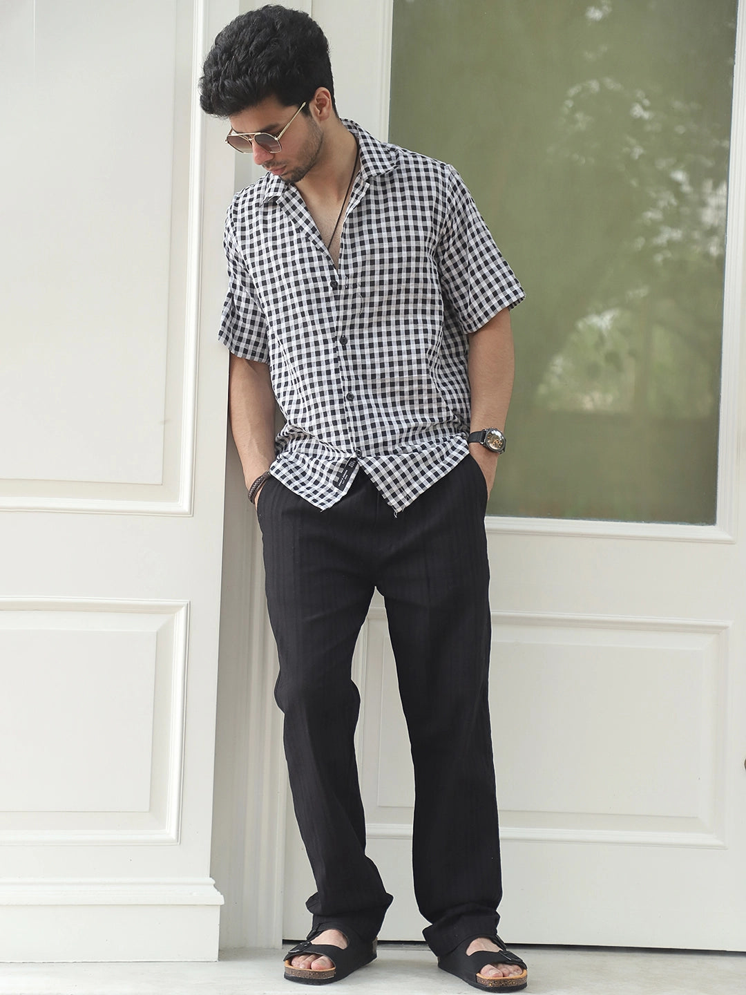 Silvan Stitch Black Half Sleeve Shirt