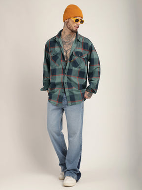 Regal Sets Teal Washed Check Full Sleeve Shirt