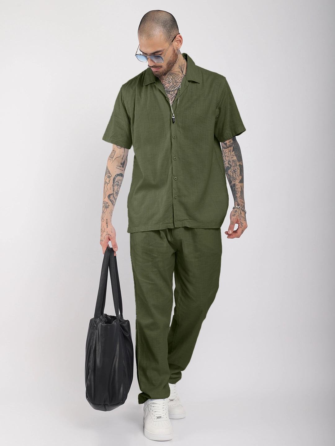 Linen Atlant Dark Olive Co-Ord Set