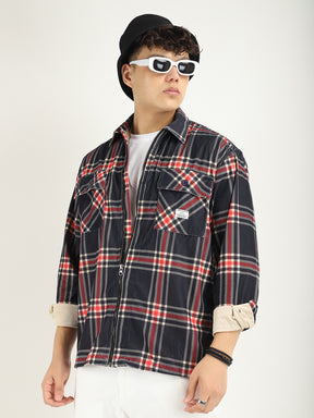 Cozycord Shecket Zipper Red Full Sleeves Shirt