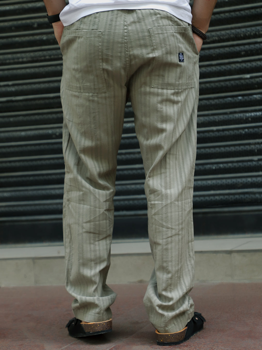 Gladiator Moss Green Baggy Fit Linen Trouser