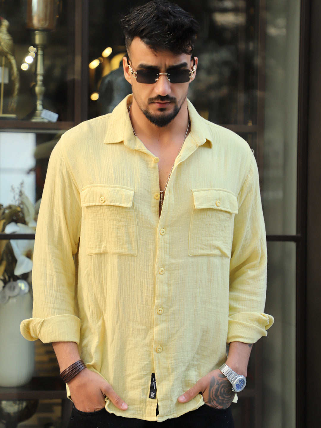 Vero Vibe Lucas Double Clothe Lemon Yellow Shirt