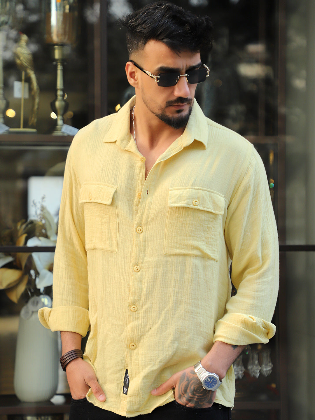 Vero Vibe Lucas Double Clothe Lemon Yellow Shirt