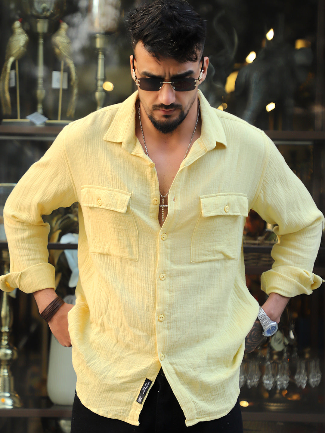 Vero Vibe Lucas Double Clothe Lemon Yellow Shirt