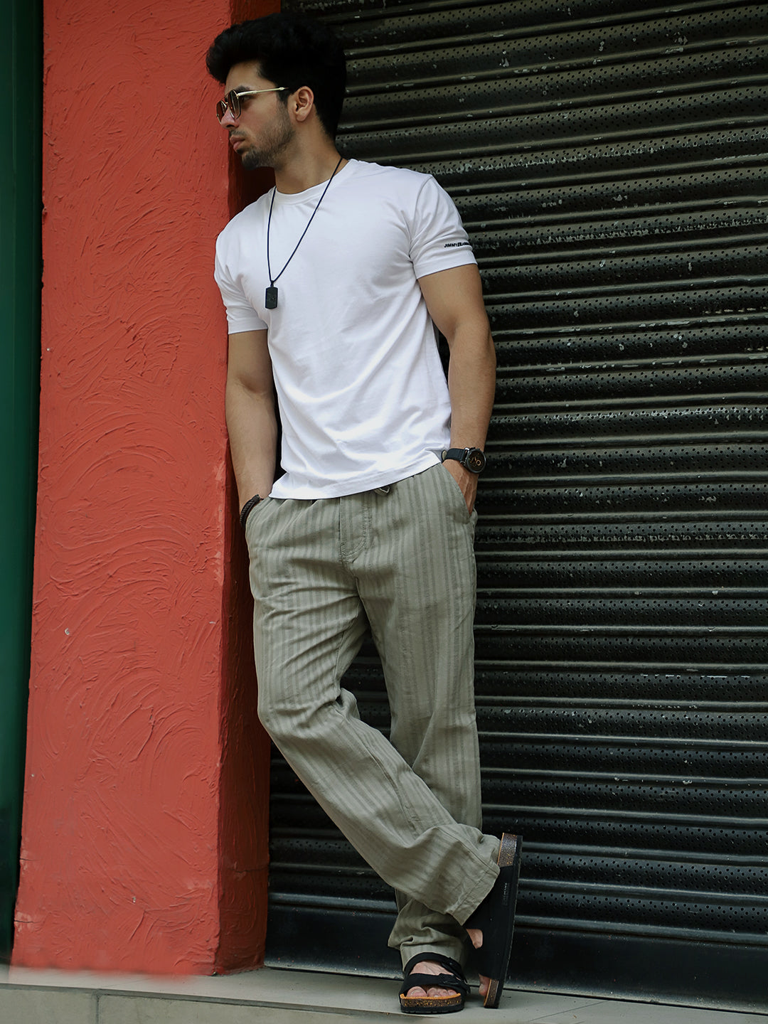 Gladiator Moss Green Baggy Fit Linen Trouser