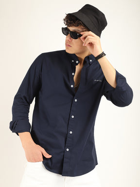 Calista Navy Mandarin Shirt