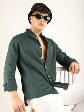 Calista Dark Green Mandarin Shirt