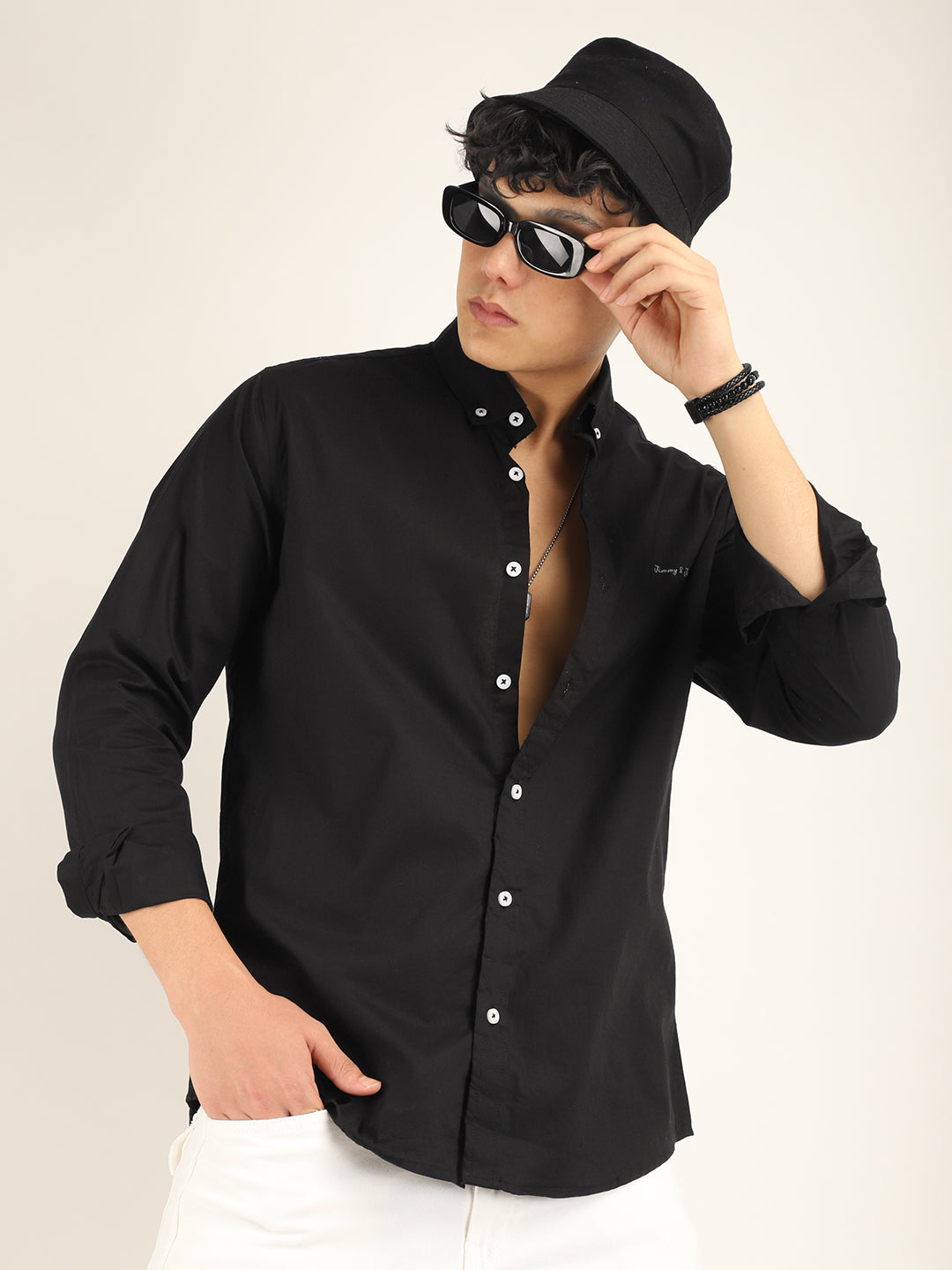 Calista Black Mandarin Shirt