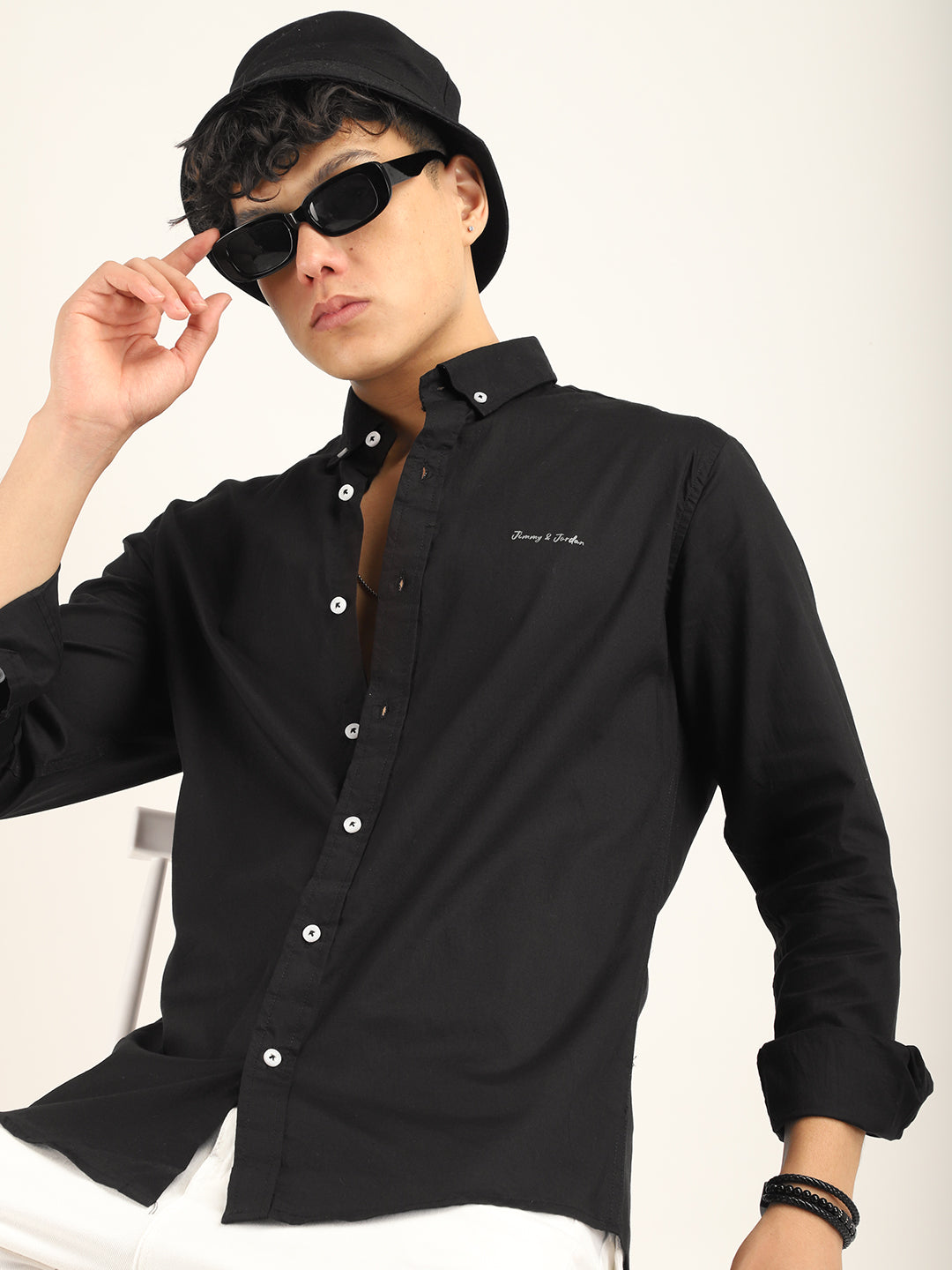 Calista Black Mandarin Shirt