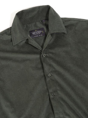 Olive Corduroy Velvet Half Sleeve Shirt