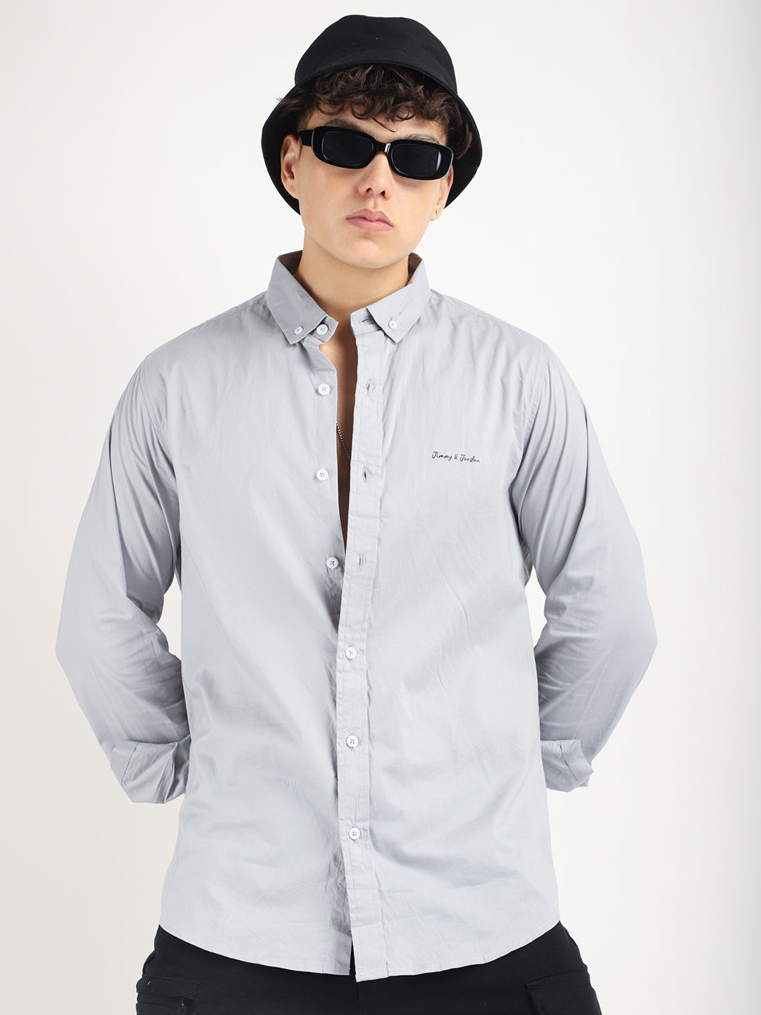 Calista Grey Mandarin Shirt